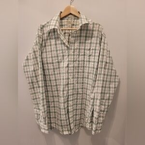 L.L.Bean Wrinkle and Stain Resistant Mens Large Plaid Dress Shirt